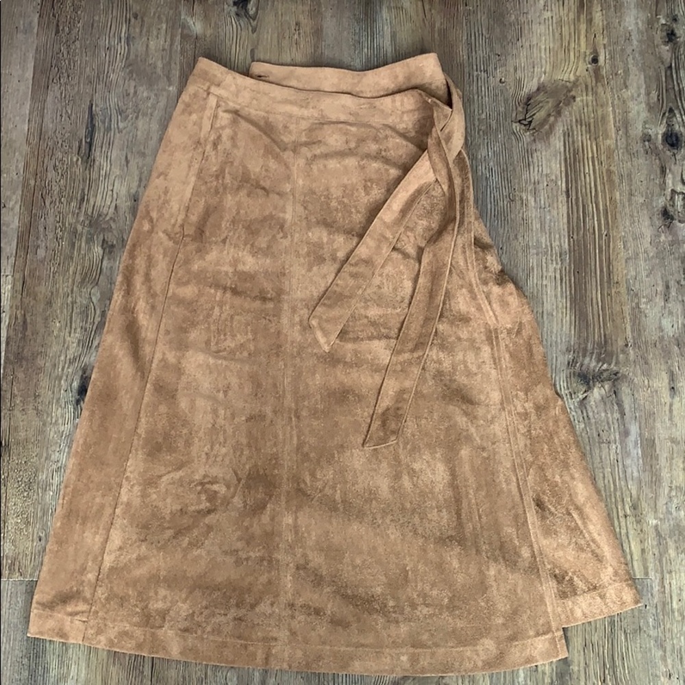 Suede wrap skirt